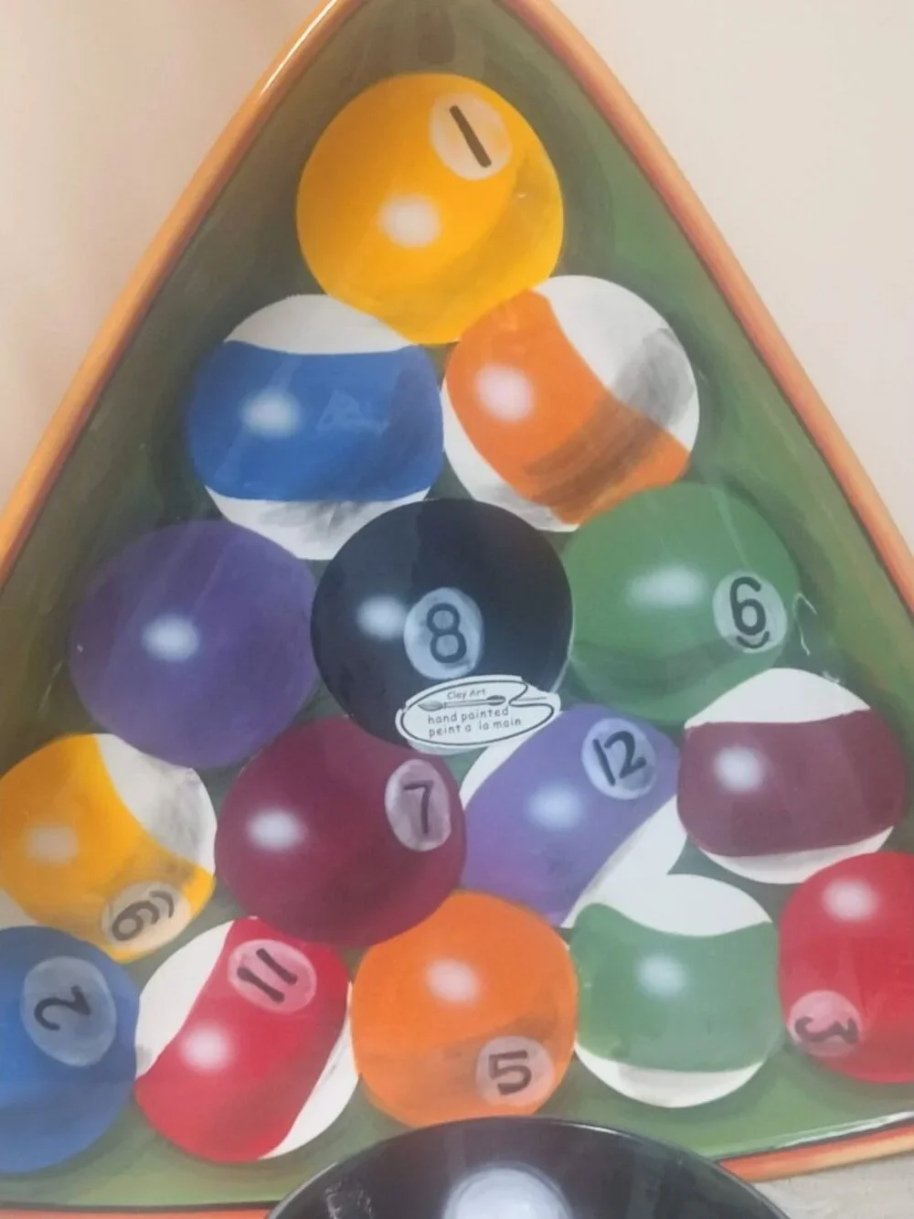 Clay Art Rack Em Up Pool Billiard Design Dip Bowl Appetizer Tray Serving Set 16